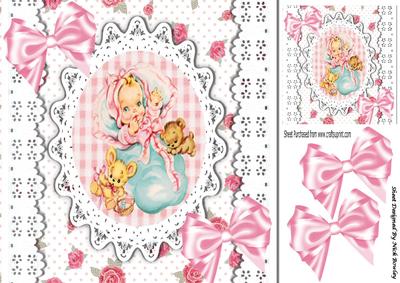 Cute Baby Girl! with Gingham, Roses & Lace 8x8