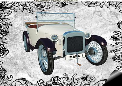 Vintage Car in Black/white Frame A4 Topper