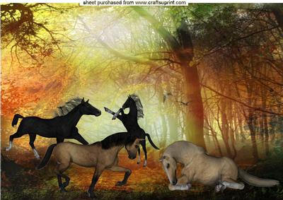 Beautiful Horses in the Woods A4 Topper