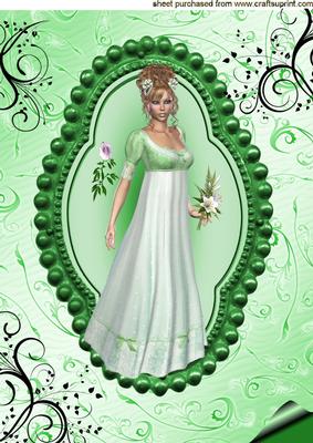 Beautiful Lady in Green Gown A4 Topper