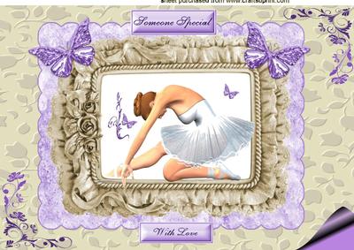 Beautiful Ballerina in Frill Frame A4 Topper