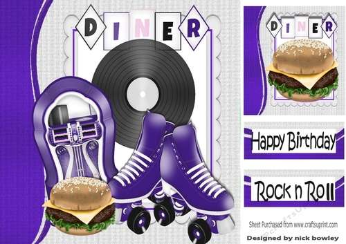 Lets Rock n Roll with purple juke box 8x8