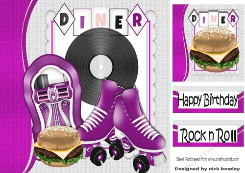 Lets Rock n Roll with cerise juke box 8x8