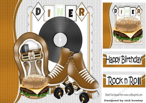 Lets Rock n Roll with Brown Juke Box 8x8