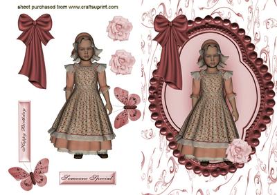 Pretty Girl in Bonnet and Apron Dress