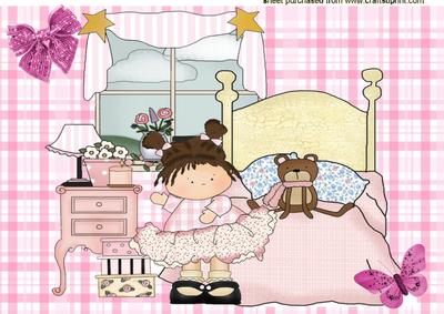 My Pink Bedroom, Cute Little Girl A4 Topper
