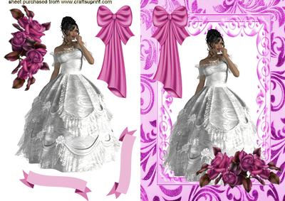 Elegant Lady in White Gown with Roses