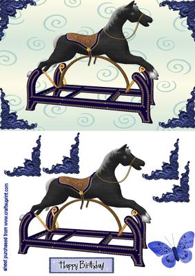 Lovely Rocking Horse (blue for a Boy)