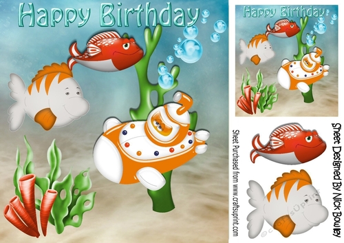 Under the sea, in my little submarine with fishes 8x8