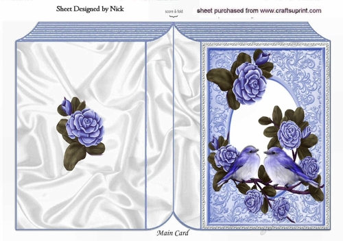 Pretty purple roses on a branch with purple birds folded book