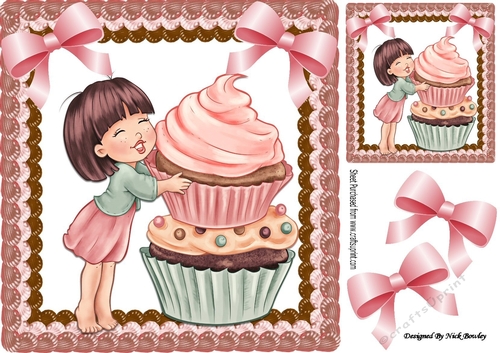 Yummy! I Love Cupcakes in icing frame 8x8