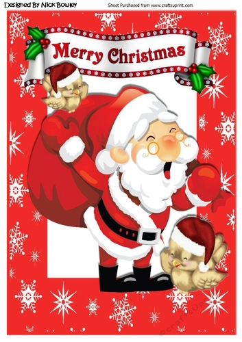Jolly Santa with his sack of pressies and robins, A4