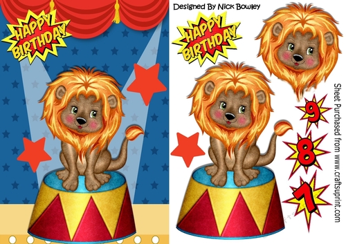 Lovely Lion sitting on a stand in a circus A5