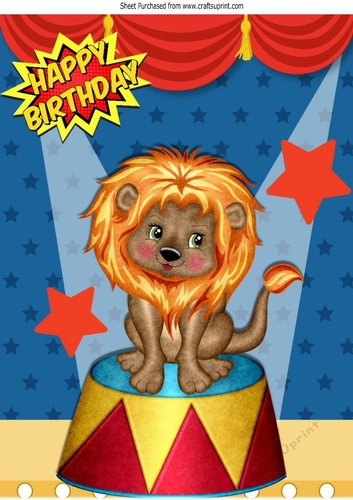 Lovely Lion sitting on a stand in a circus A4