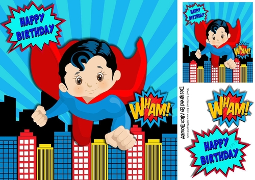 Up! Up! And Away flying super hero 8x8