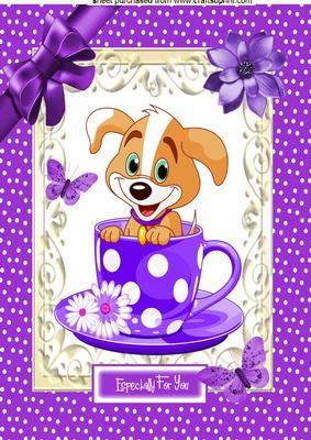 Cute Puppy in a Teacup A4 Topper
