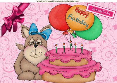 Puppy with Birthday Cake A4 Topper