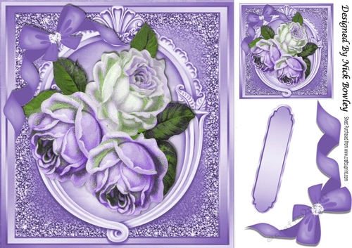 Shades of purple Roses, with bow 8x8