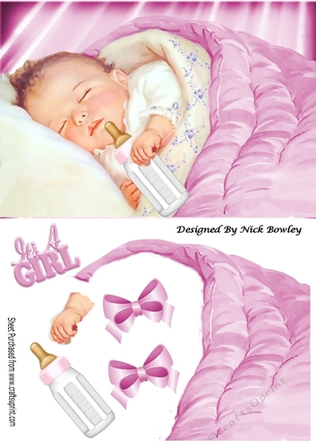 Sweet baby girl sleeping, with her bottle
