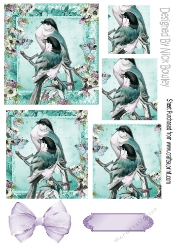 Pretty blue birds on a branch with flowers Pyramids