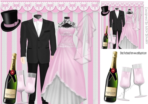 Bride & Groom,  on your happy day with pink champagne 8x8