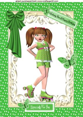 Little Girl on Roller Skates A4 Topper