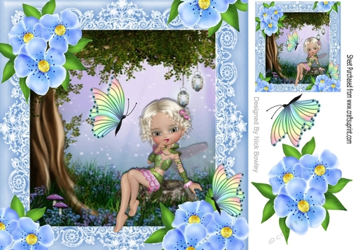I Believe in faeries, with pretty flowers & butterflies 8x8