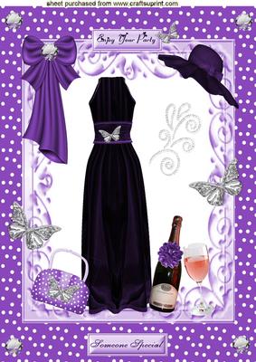 Gorgeous Purple Velvet Dress with Accessories A4 Topper