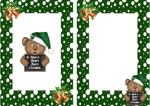 Have a Beary Merry Christmas! teddy with bell A5 Insert