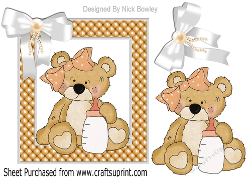 Cute little baby bear in bead frame