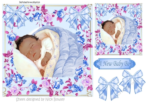 Sweet little sleeping ethnic baby boy in floral frame