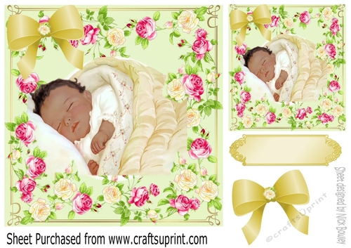 Sweet little sleeping ethnic baby boy in floral frame with roses