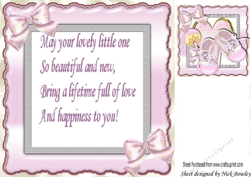 Baby Girls  with bows 8x8 insert with verse
