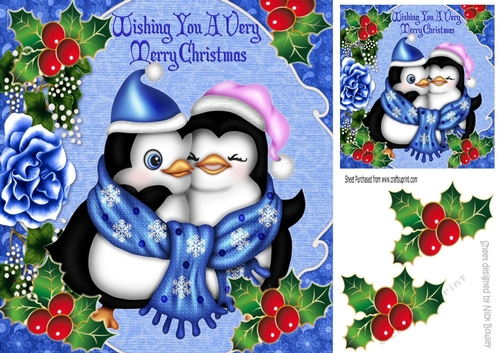 Wishing you a very merry christmas cute penguins 8x8