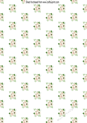 Pretty painted cream roses background paper (portrait)