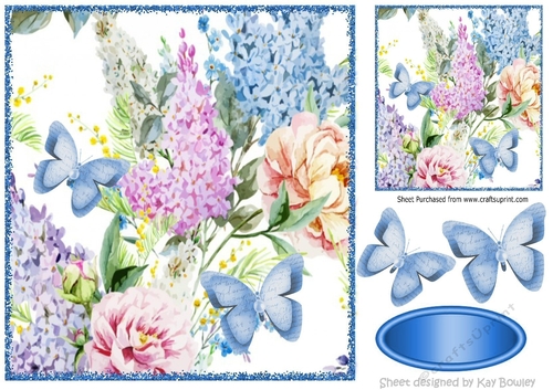 pretty summer flowers with paper butterflies insparkle frame