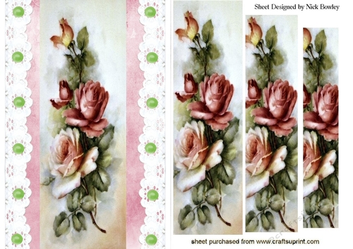 Pretty cascading vintage roses with vintage lace pyramids
