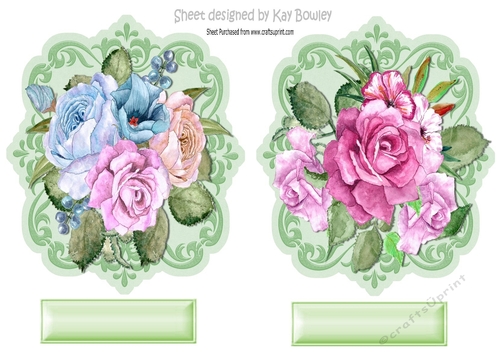 Pretty painted roses on a  ornate topper