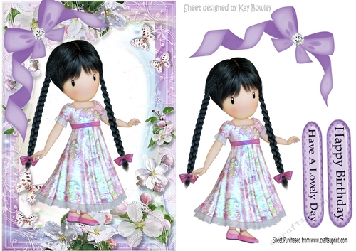 pretty girl with plaits butterflies and sparkle bow A5