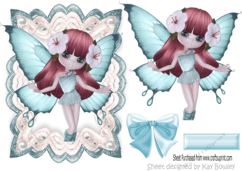 Pretty faerie with  turq bow A5