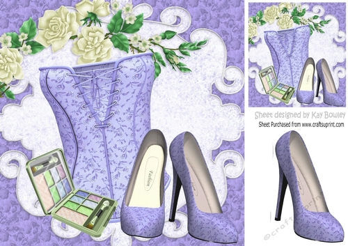 Pretty lilac ditzy basque, shoes with makeup 8x8