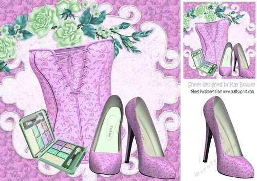 Pretty pink ditzy basque, shoes with makeup 8x8