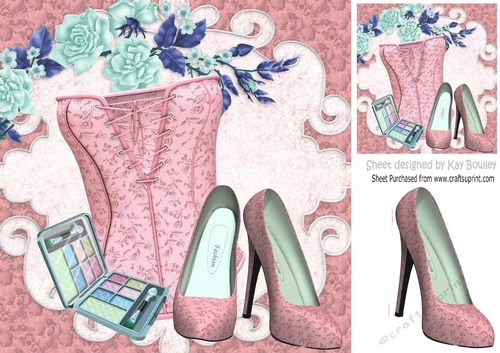 Pretty rose ditzy basque, shoes with makeup 8x8
