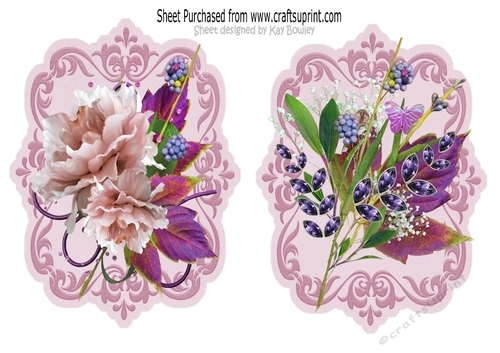 Pretty pink floral toppers in ornate frame A5