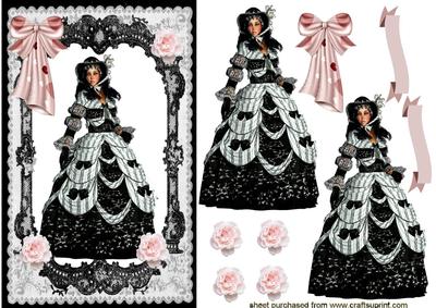 Elegant Lady in Bonnet in Lace Frame