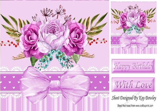 Pretty pink painted roses with organza bow in ornate frame 8x8