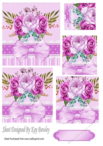 Pretty pink painted roses with organza bow in ornate frame pyramids