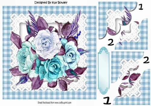 Pretty Painted blue shades roses side stacker pyramids