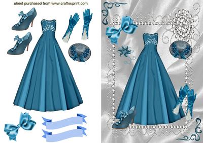 Beautiful Blue Satin Gown with Ladies Accessories
