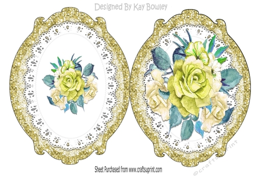 pretty gold painted roses on lace ornate frame